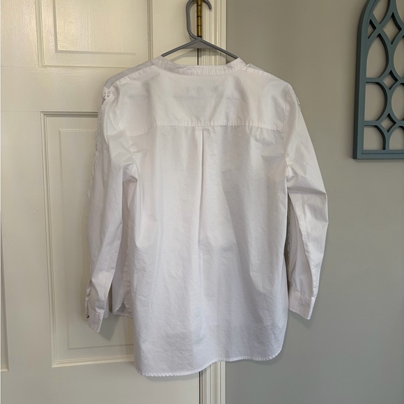 Marc New York White Button-Front Lace-Trim Blouse - Picture 4 of 5